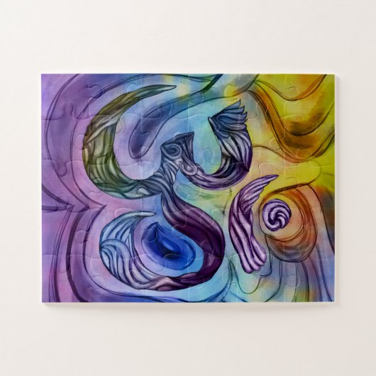 OM-Symbol Wasserfarbe zeichnend Puzzle (Horizontal)