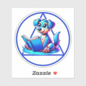 OM Symbol Welpe lesen Big Book Erholung Aufkleber (Blatt)