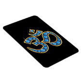 Om Symbol with Aquamarin Stones Magnet (Rechte Seite)
