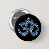 Om Symbol with "Aquamarine" Stones Button (Vorne & Hinten)