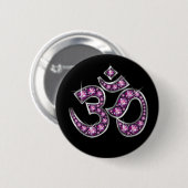 Om Symbol with "Garnet" Stones Button (Vorne & Hinten)