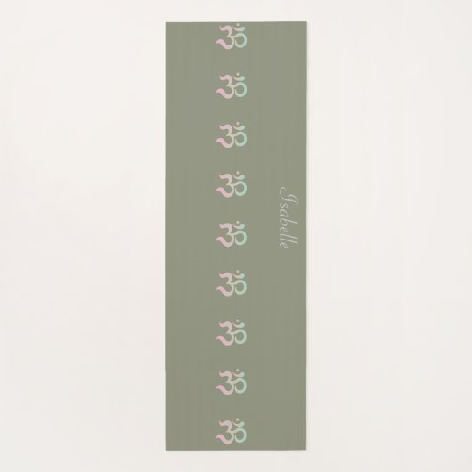 Om Symbol Zen Olivgrün individuelle Name Yogamatte (Rückseite)