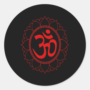 Om T-Shirt Geschenk Yoga Spirituell Mandala Medita Runder Aufkleber