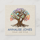 Om Tree farbenfrohe PunktBlätter Quadratische Visitenkarte (Vorderseite)