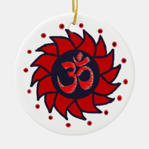 Om und Rotes Pinrad - Yoga Ornament