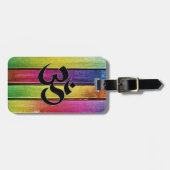 OM unterzeichnen auf Mehrfarbenholz Gepäckanhänger (Vorderseite horizontal)