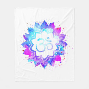 *~* OM Weiß Lila Rosa Lotus Blume Mandala Fleecedecke