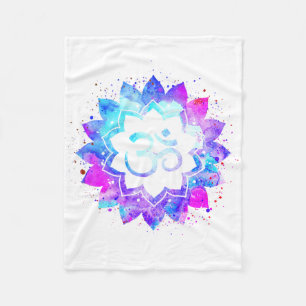 *~* OM Weißrosa Lila Lotus Blume Mandala Fleecedecke