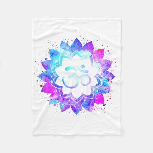 *~* OM Weißrosa Lila Lotus Blume Mandala Fleecedecke (Vorderseite)