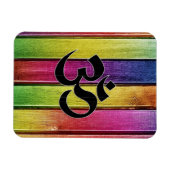 Om-Zeichen auf mehrfarbigem Holz Magnet (Horizontal)