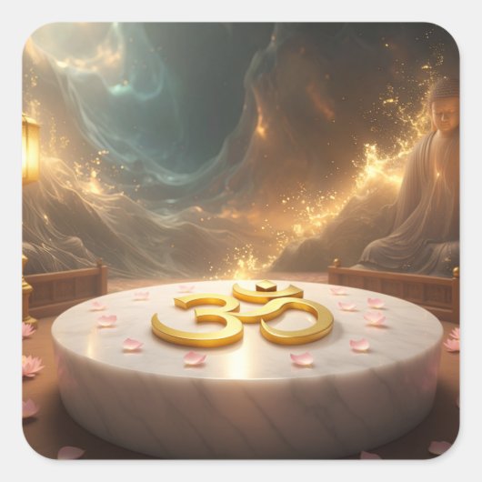 OM - ZEN-BUDDHISMUS QUADRATISCHER AUFKLEBER (Vorderseite)