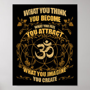Om Zen Yoga Was du denkst, wirst du Geistig  Poster