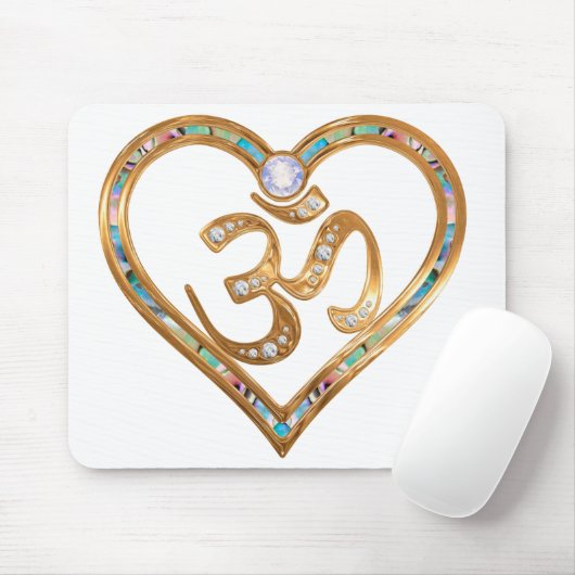 OM zentrierte Herzauflage Mousepad (Mit Mouse)
