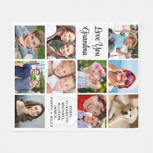 Oma 10 FotoCollage Fleecedecke (Vorderseite (Horizontal))