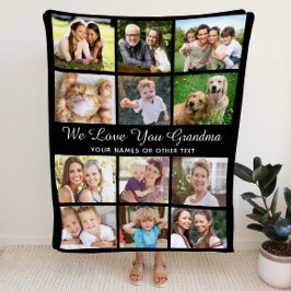 Oma 12 FotoCollage Black Fleecedecke