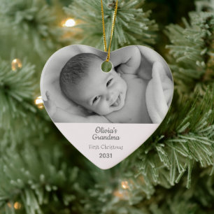 Oma 1. Weihnachten Personalisiertes Foto Herz Keramik Ornament