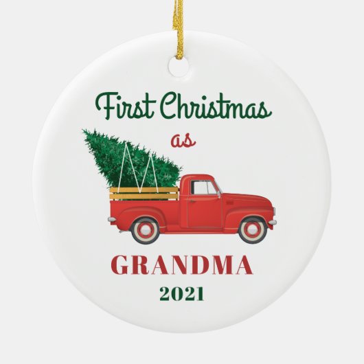 Oma 1 Weihnachtsfamilie Keramik Ornament (Hinten)