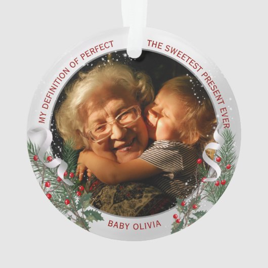 Oma 1. Weihnachtsklassische Silber-Pflanze Ornament (Rückseite)