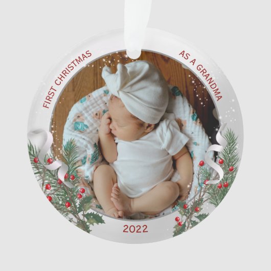 Oma 1. Weihnachtsklassische Silber-Pflanze Ornament (Vorderseite)