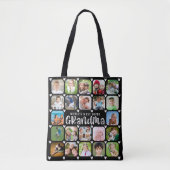 Oma 22 Foto Collage Editable Sprichwort Black Tasche (Vorderseite)