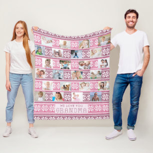 Oma 24 Foto Süßer Schneeflocken Pullover Rosa Fleecedecke