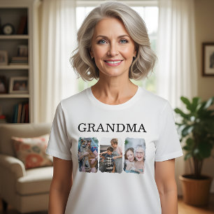 Oma 3 Fotos Collage T-Shirt, Personalisiert Famili T-Shirt