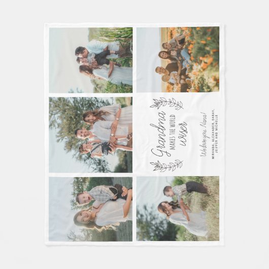 Oma 5-Foto-Collage Script-Text personalisiert Fleecedecke (Vorderseite)
