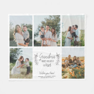 Oma 5-Foto-Collage Script-Text personalisiert Fleecedecke