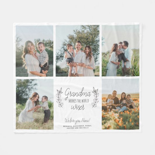 Oma 5-Foto-Collage Script-Text personalisiert Fleecedecke (Vorderseite (Horizontal))