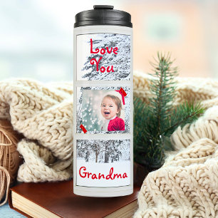 Oma 5 Fotovorlage Schnee Weihnachten Thermosbecher