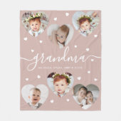 Oma 6-Foto Collage Elegantes Script Dusty Pink Fleecedecke (Vorderseite)