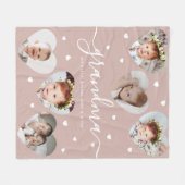 Oma 6-Foto Collage Elegantes Script Dusty Pink Fleecedecke (Vorderseite (Horizontal))