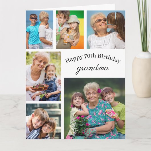 Oma 6 FotoCollage jedes Alters großen Glücks Gebur Karte (Vorderseite)