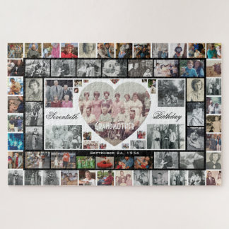Oma 70. Geburtstag Familienfoto-Collage Puzzle