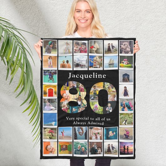 Oma 80. Geburtstagsfotovorlage Fleecedecke