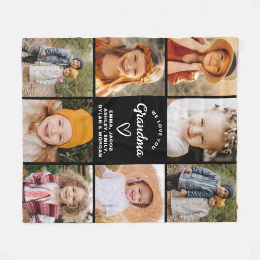 Oma 8-Foto Collage Text Geschenk Personalisiert Fleecedecke (Vorderseite (Horizontal))