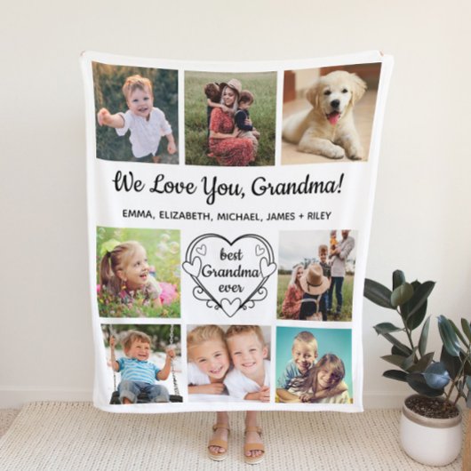 Oma 8 Foto Collage White Fleecedecke