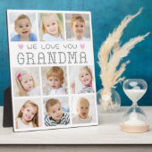 Oma 9 Foto Collage Herz Custom Colors Fotoplatte (Seite)