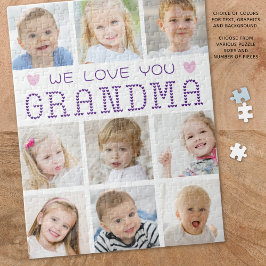 Oma 9 Foto Collage Herz Custom Colors Puzzle