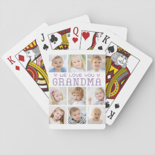 Oma 9 Foto Collage Herz Custom Colors Spielkarten