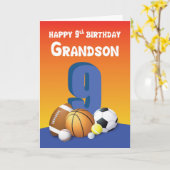 Oma 9. Geburtstagssportbälle Karte (Gelbe Blume)