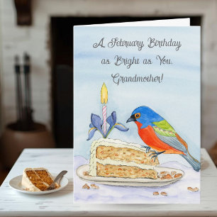 Oma Alles Gute zum Februar-Geburtstag Painted Bunt Karte