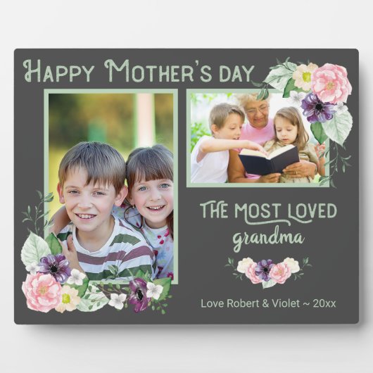 Oma am meisten geliebt - Blütengraues und grünes F Fotoplatte (Vorderseite)