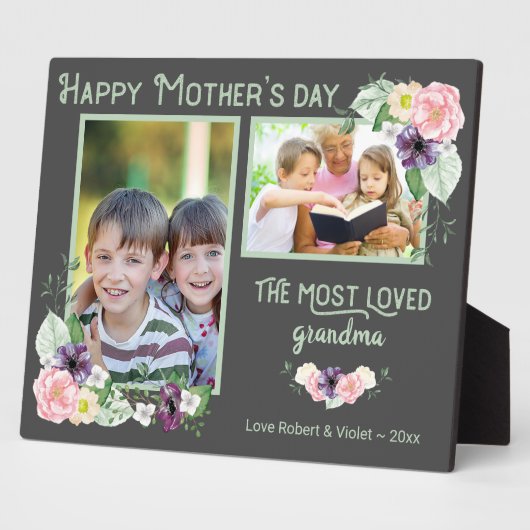 Oma am meisten geliebt - Blütengraues und grünes F Fotoplatte (Seite)