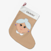 Oma auf Beige Großer Weihnachtsstrumpf (Vorderansicht (hängend))