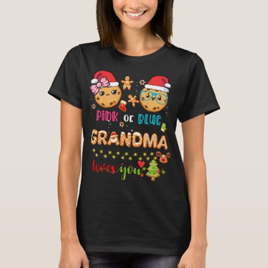 Oma Baby Gender Reveal Christmas Gingerbread B T-Shirt (Vorderseite)