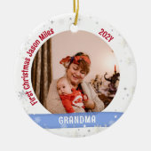 Oma Baby Personalisiert First Christmas Foto Keramik Ornament (Vorne)