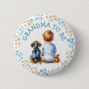 Oma Baby- und Dackel-Kinderdusche Button