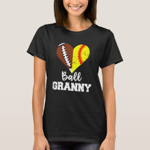 Oma Ball Herz Lustig Football Softball Oma T-Shirt