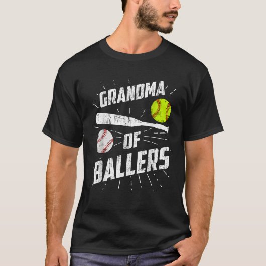 Oma Ballers Funny Baseball Softball Mütter T-Shirt (Vorderseite)